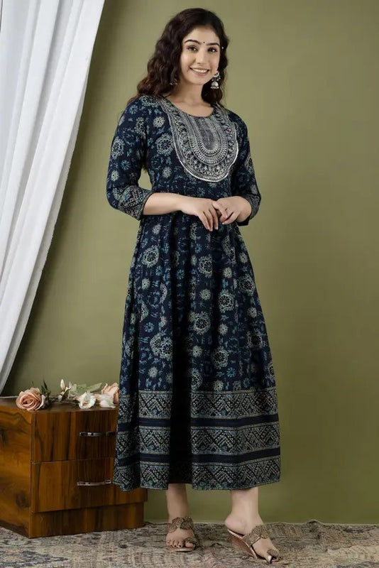 Women’s Stylish Flared All-Over Printed Anarkali Kurta