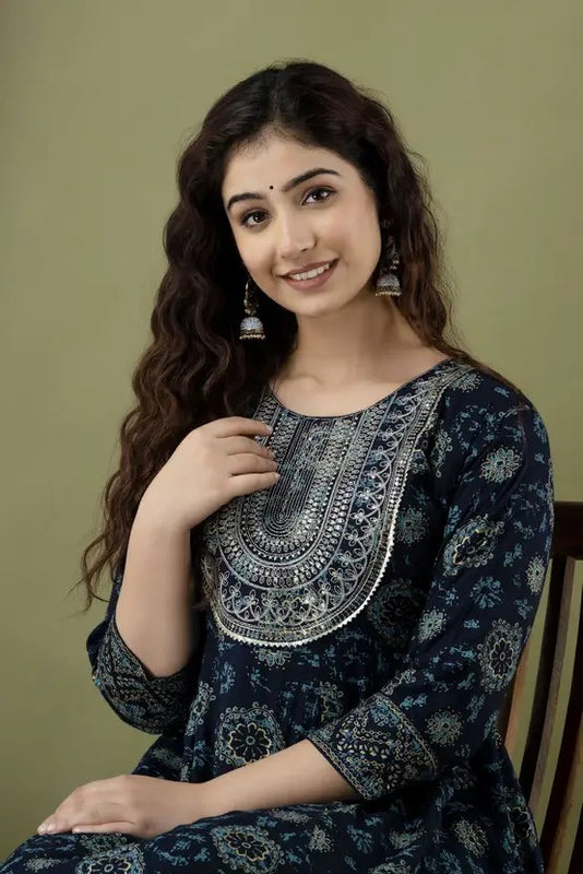 Women’s Stylish Flared All-Over Printed Anarkali Kurta