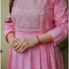 Women’s Cotton Blend Ethnic Motif Printed Anarkali Kurta