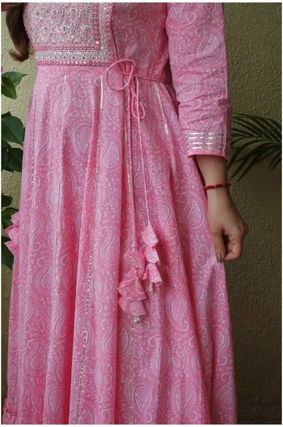 Women’s Cotton Blend Ethnic Motif Printed Anarkali Kurta