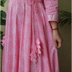 Women’s Cotton Blend Ethnic Motif Printed Anarkali Kurta