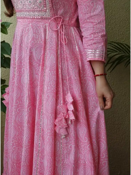 Women’s Cotton Blend Ethnic Motif Printed Anarkali Kurta