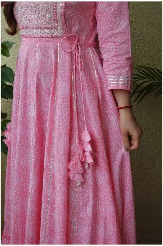 Women’s Cotton Blend Ethnic Motif Printed Anarkali Kurta