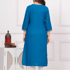 Women’s Embroidered 3/4 Sleeve Ethnic Wear Straight Kurta