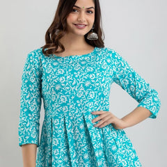 Floral Printed Pure Cotton Peplum Top