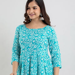 Floral Printed Pure Cotton Peplum Top