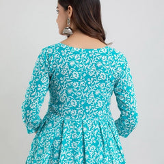 Floral Printed Pure Cotton Peplum Top