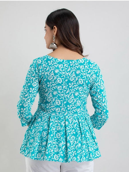 Floral Printed Pure Cotton Peplum Top