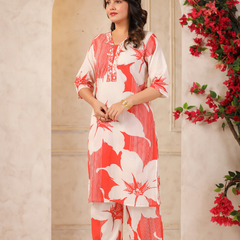 Women's Floral Printed Straight Co-ord Set