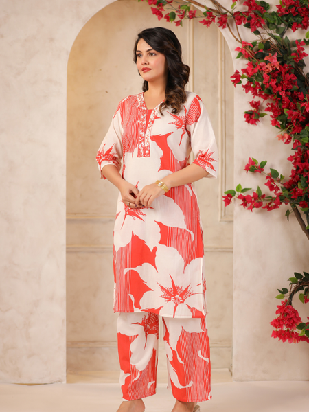 Women's Floral Printed Straight Co-ord Set