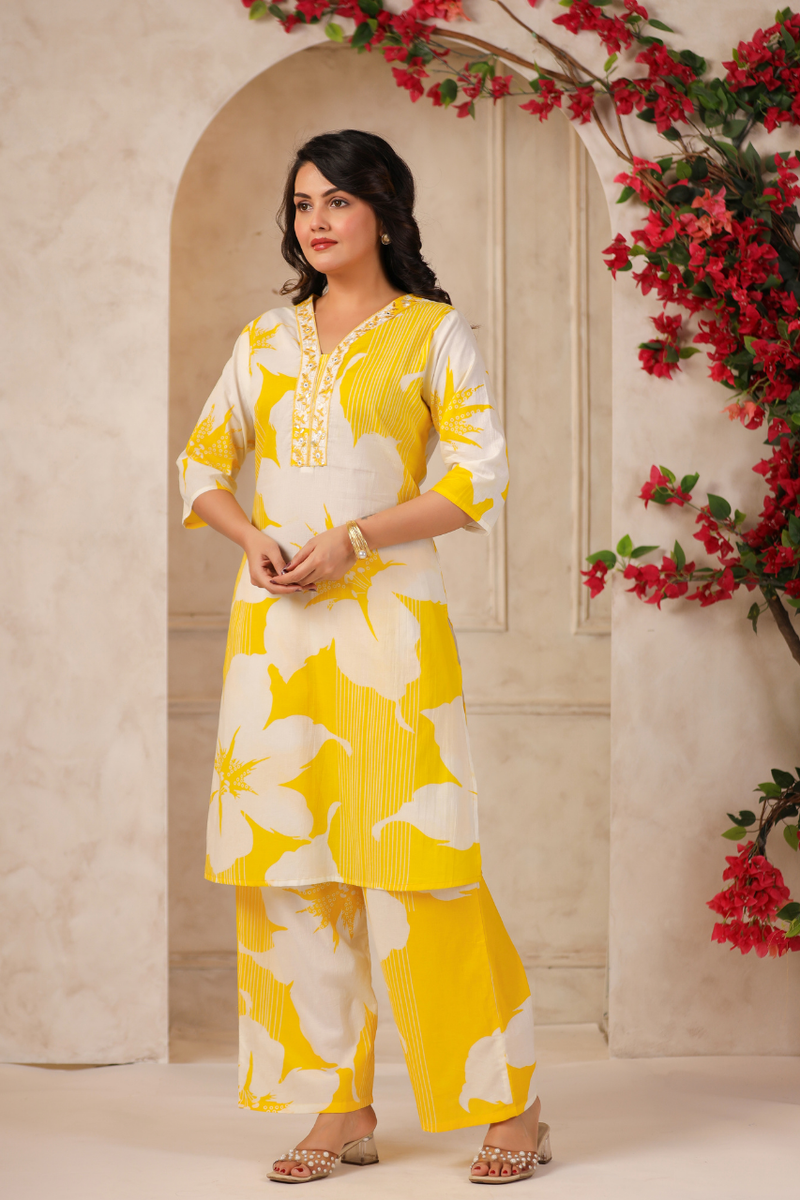 Women's Floral Printed Straight Co-ord Set