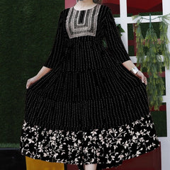 Embroidered Anarkali Kurta with Sequin Work & Flared Printed Hem