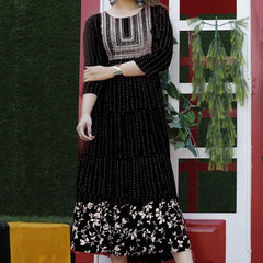 Embroidered Anarkali Kurta with Sequin Work & Flared Printed Hem